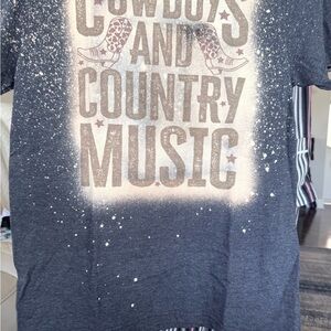 New Cowboys and Country Music Graphic Tee - Women's Short Sleeve, Dark Gray